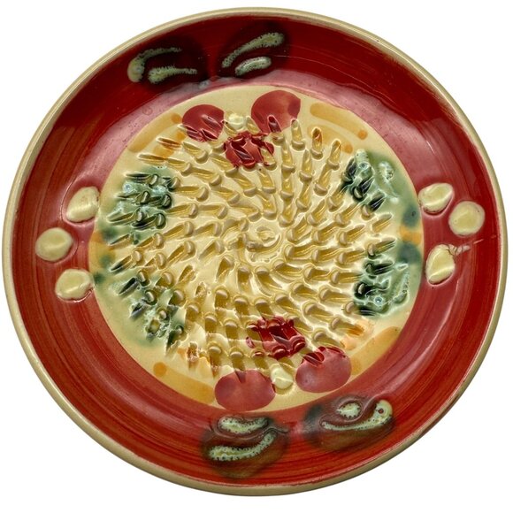 Artisan Garlic Grater Zester Rasper Plate Dish Ceramica Andaluza Rupi Spain 4.5" - Picture 1 of 8